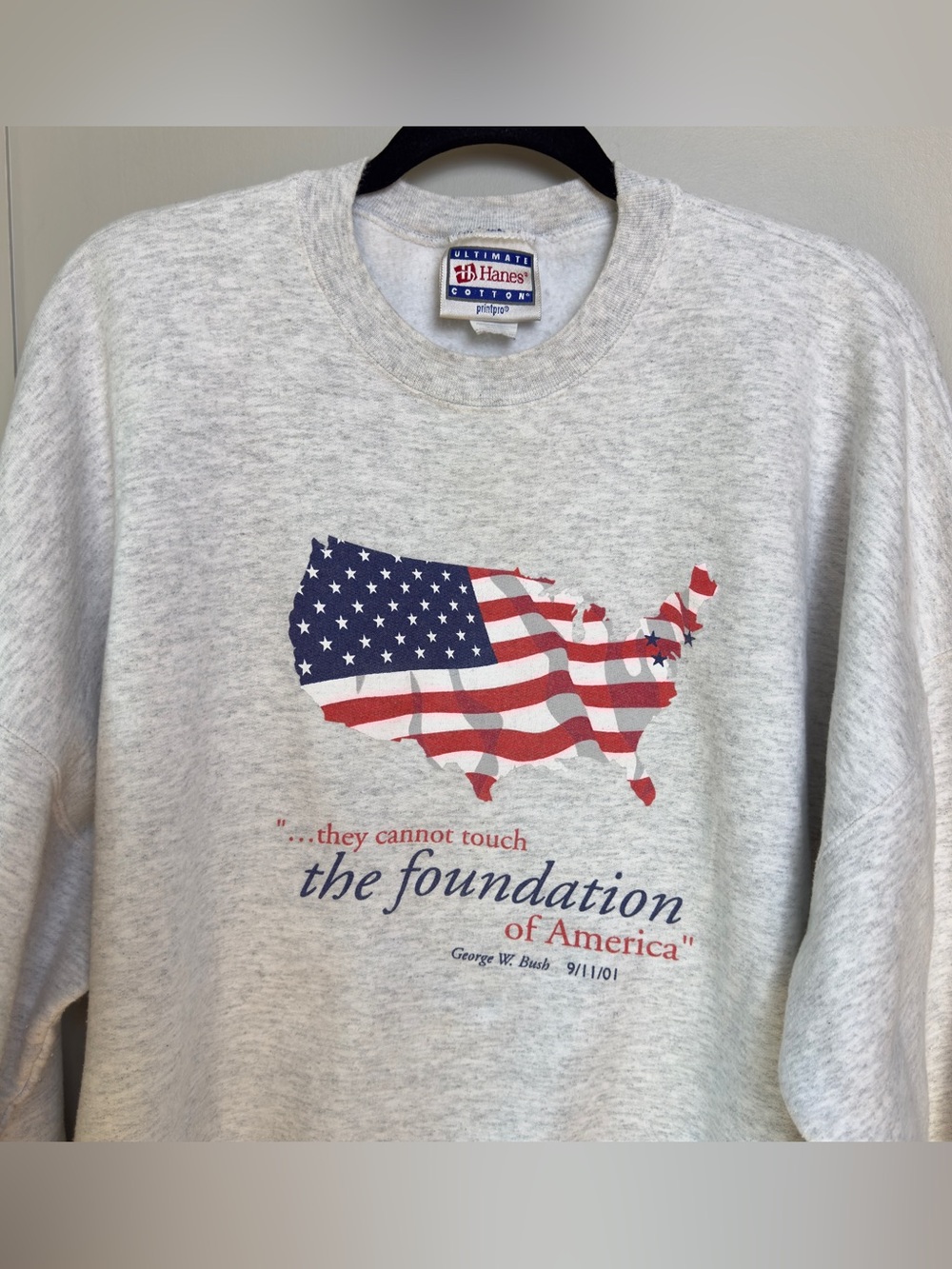 Vintage Patriotic American Flag USA Sweatshirt 9/11 Memorial Size 2XL
